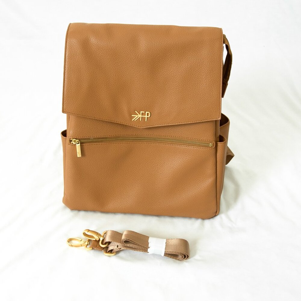 Freshly Picked Tan Leather Convertible Baby Backpack